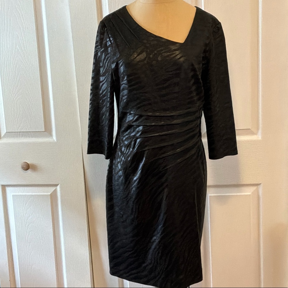 Frank Lyman Design Black Assymetric neck 3/4 sleeve dress